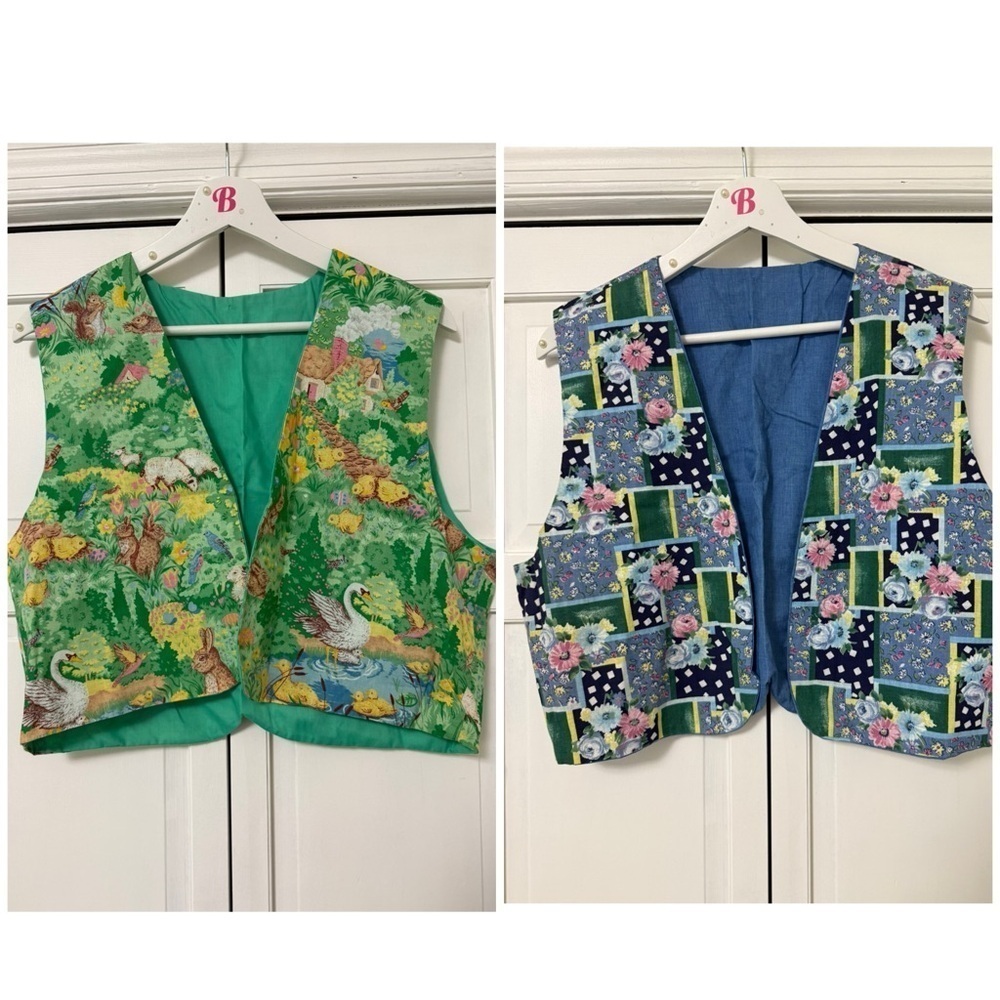 Bundle of 2 Handmade Vests Weirdcore Cottagecore Coastal Grandma Animals Medium